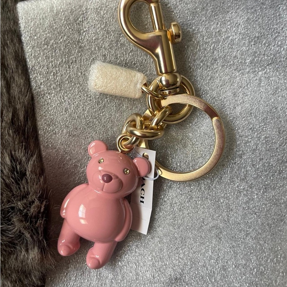 Coach Pink Bear Bag Charm with Gold Hardware - Picture 3 of 4